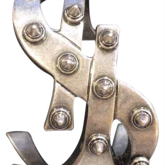 Saint Laurent YSL Mono Spiked Silver Cuff Bracelet - Picture 5 of 5